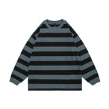 Wiaofellas Color Match Striped Patchwork Washed Sudaderas for Men and Women Streetwear Autumn Ropa Hombre Sweatshirts Y2k Crew Neck Hoodies