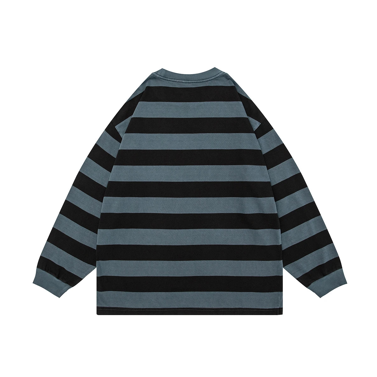 Wiaofellas Color Match Striped Patchwork Washed Sudaderas for Men and Women Streetwear Autumn Ropa Hombre Sweatshirts Y2k Crew Neck Hoodies
