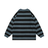 Wiaofellas Color Match Striped Patchwork Washed Sudaderas for Men and Women Streetwear Autumn Ropa Hombre Sweatshirts Y2k Crew Neck Hoodies