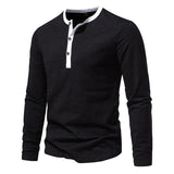 Wiaofellas Fashion Button Gym T Shirt Autumn Casual O Neck Long Sleeve Male Tees Sports T-shirt Men Clothing Slim Stitch Cotton Basic Tops