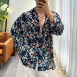 Wiaofellas Fashion Floral Shirt Summer New Thin See Through Shirts Outerwear Luxury Mens Clothing LGBT Casual Blouse Trendy Streetwear