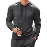 Wiaofellas Fashion Tracksuits Men Hoodie Two Piece Sets Fall Casual Pleated Sleeve Hoodies And Pants Suits Mens Clothing Streetwear Outfits
