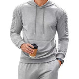 Wiaofellas Fashion Tracksuits Men Hoodie Two Piece Sets Fall Casual Pleated Sleeve Hoodies And Pants Suits Mens Clothing Streetwear Outfits