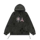 Wiaofellas Frayed Hole Washed Baggy Pullover Black Hooded Hoodies for Men and Women Streetwear Y2k Ripped Sudaderas Ropa Hombre Sweatshirts