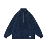 Wiaofellas Front Pocket Fleece Half Zipper Autumn Sweatshirts Men's and Women's Ropa Hombre Stand Y2k Baggy Sudaderas Windbreaker Hoodies