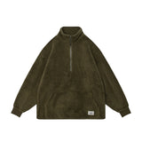 Wiaofellas Front Pocket Fleece Half Zipper Autumn Sweatshirts Men's and Women's Ropa Hombre Stand Y2k Baggy Sudaderas Windbreaker Hoodies