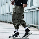 Wiaofellas Black Cargo Pants Men Hip Hop Loose Pants Mens Autumn Harem Pant Streetwear Harajuku Jogger Sweatpant Cotton Trousers Male Pants