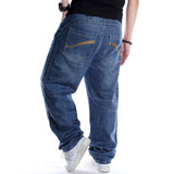 Wiaofellas Street Dance Wide Legs Baggy Jeans Men Fashion Embroidery Black Loose Board Denim Pants Male Rap Hip Hop Jeans Plus Size 30-46