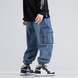 Wiaofellas Harem Pants Men Loose Jeans Mens Retro High Street Oversize Casual Denim Trousers Harajuku Washed Hip Hop Jeans Pants