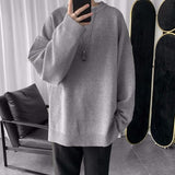 Wiaofellas Winter Korean version of Joker oversize solid color crew neck sweater sweater solid color Ins trend men's sweater