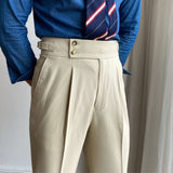 Wiaofellas British High Waist Straight Pants Men Social Trousers Pant Italian Mens Formal Pant Pantalones Hombre Dress Ankle Pants Men