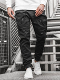 Wiaofellas  Men's Big Pocket Cargo Pants Trousers Casual Men Jogger Pants Fashion Stitching zipper Sportswear Cotton Fitness Sweatpants