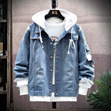 Wiaofellas Men's Denim Jacket Hoodies Oversized Women Jackets Hip Hop Windbreaker Jean Men Hooded Coats Streetwear Winter Autumn Men Jacket