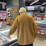 Wiaofellas Men's Fashion Loose Casual Lapel Sweater Spring and Autumn Cardigan Sweater Korean Harajuku Men's Clothing Knitted Sweater