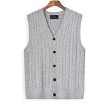 Wiaofellas High Quality Wool Small Horse Sweaters V-Neck Warm Pullover Men Casual Vest Autumn Winter Knitwear Homme Sleeveless Cardigan