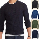 Wiaofellas High Quality Men O-neck Wool Small Horse Twisted Sweater Autumn Winter Jersey Jumper Hombre Pull Homme Hiver Pullover Knitted