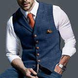 Wiaofellas Autumn Men's Vest Jacket Men Popular Plaid Slim Fit Vest Sleeveless V Neck Business Single Breasted Button Pocket