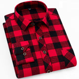 Wiaofellas Autumn New Casual Men's Flannel Plaid Shirt Brand Male Business Office Red Black Checkered Long Sleeve Shirts Clothes
