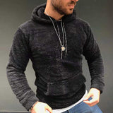 Wiaofellas Casual Solid Hooded Men's Long Sleeve Autumn Winter Warm Pocket Loose Sweatshirt Plush Fleece Hoodies Oversized Loose Tops