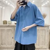 Wiaofellas Summer Solid Shirts For Men Clothing Korean Style Men Streetwear Shirt Short Sleeve Harajuku Mens Shirts Korean Clothes