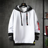 Wiaofellas Contrast Color Streetwear Hoodies Men Brand Tops Black White Sweatshirt Men Hip Hop Hoodies Cool Patchwork Pullover 3/4 Sleeve