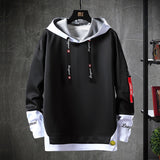 Wiaofellas Contrast Color Streetwear Hoodies Men Brand Tops Black White Sweatshirt Men Hip Hop Hoodies Cool Patchwork Pullover 3/4 Sleeve