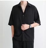 Wiaofellas Long Sleeve Shirts Men Fashion Solid Plus Size 3XL Social Formal Business Cozy Handsome Korean Leisure Basic Simple Sheer Camisa
