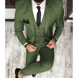 Wiaofellas Olive Green Mens Suits For Groom Tuxedos Notched Lapel Slim Fit Blazer Three Piece Jacket Pants Vest Man Tailor Made Clothing