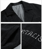 Wiaofellas Autumn Winter Men's Corduroy Jackets Suit Collar Shrink Hem Vintage Cargo Coat Double Bust Pockets Casual Work Tops Clothing