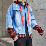 Wiaofellas brand mens denim jackets autumn new fashion jean jacket for men casual hooded ribbon jacket male