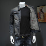 Wiaofellas Denim Jacket Men Autumn Winter Coat Men Casual Solid Color  Mens Fashion Clothing