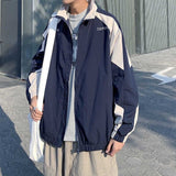 Wiaofellas Japan sports jacket for men autumn Korean trend color contrast coats unisex casual handsome student loose lovers versatile tops