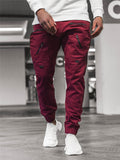 Wiaofellas  Men's Big Pocket Cargo Pants Trousers Casual Men Jogger Pants Fashion Stitching zipper Sportswear Cotton Fitness Sweatpants