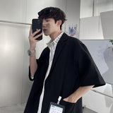 Wiaofellas Summer Short-sleeved Blazer Men's Fashion Solid Color Business Casual Dress Jacket Men Korean Style Loose Suit Jacket Mens M-5XL