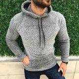 Wiaofellas Casual Solid Hooded Men's Long Sleeve Autumn Winter Warm Pocket Loose Sweatshirt Plush Fleece Hoodies Oversized Loose Tops
