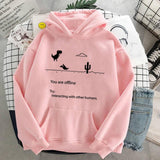 Wiaofellas Autumn New Harajuku Kpop Women's Retro Hoodie Dinosaur Long Sleeve Top Tee Fashion Casual Sports Shirt Ladies Clothing Hoodie