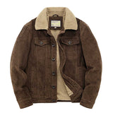 Wiaofellas Men Winter Fleece Corduroy Jackets Fur Collar Thermal Warm Outwear Top Clothing For Male Size M-5XL Thermal
