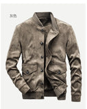 Wiaofellas Autumn Men Vintage Leather Suede Jacket Coat Mens Bomber Jackets Male Jacket Suede Leather Jacket Flight Coats Motorcycle Outfit