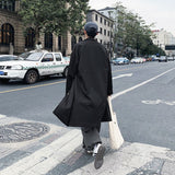 Wiaofellas Green Black Trench Coat Men's Fashion Oversized Long Coat Men Streetwear Loose Windbreaker Jacket Mens Overcoat M-2XL