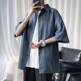 Wiaofellas Men's Solid Color Shirts Fashion Woman Short Sleeve Shirt Casual Oversize Tops Male Clothing Korean Streetwear Shirt