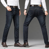 Wiaofellas Cotton Men's Jeans Denim Pants Brand Classic Clothes Overalls Straight Trousers for Men Black Oversize Large Size 35 40 42 44 46