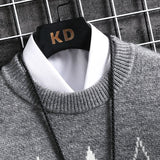 Wiaofellas Winter New Fashion Argyle Sweater Men Knitwear Thick Warm Knitted Pullover High Quality Mens Sweaters Casual Loose Male Jumpers