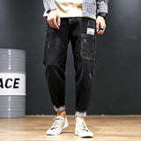 Wiaofellas Black Jeans Men Denim Blue Jean Distressed Boys Jogger Pants Hip Hop Harem Stretch Male Teenager Trousers Plus Size 42 44 46 48