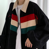 Wiaofellas Corduroy Jacket Men's Fashion Contrast Color Casual Jackets Mens Streetwear Wild Loose Hip Hop Bomber Jacket Men M-2XL