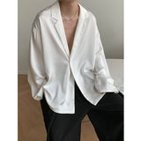 Wiaofellas Summer Black White Silk Blazer Men's Fashion Business Society Mens Suit Jacket Korean Loose Casual Dress Jacket Men M-XL