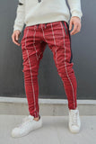 Wiaofellas Print Plaid Pants Men Slim fitness trouders Sweatpants Mens Joggers Pants Middle Waist Drawstring Men Casual Pants