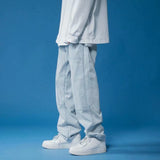 Wiaofellas Men Jeans 2023 Autumn Streetwear Hip Hop Cargo Pants Wide-leg Jeans Hip-hop Straight Denim Trousers Korean Style Male Harem Jean