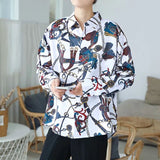 Wiaofellas New Beach Hawaiian Shirt for Men Long Sleeve Casual Loose Harajuku Floral Print Blouse Button Up Mens Shirts Streetwear