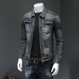 Wiaofellas Denim Jacket Men Autumn Winter Coat Men Casual Solid Color  Mens Fashion Clothing