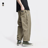 Wiaofellas Safari Style! Multi-pocket Cargo Trousers Men Loose Straight Casual Baggy Pants Mens Work Canvas Pants